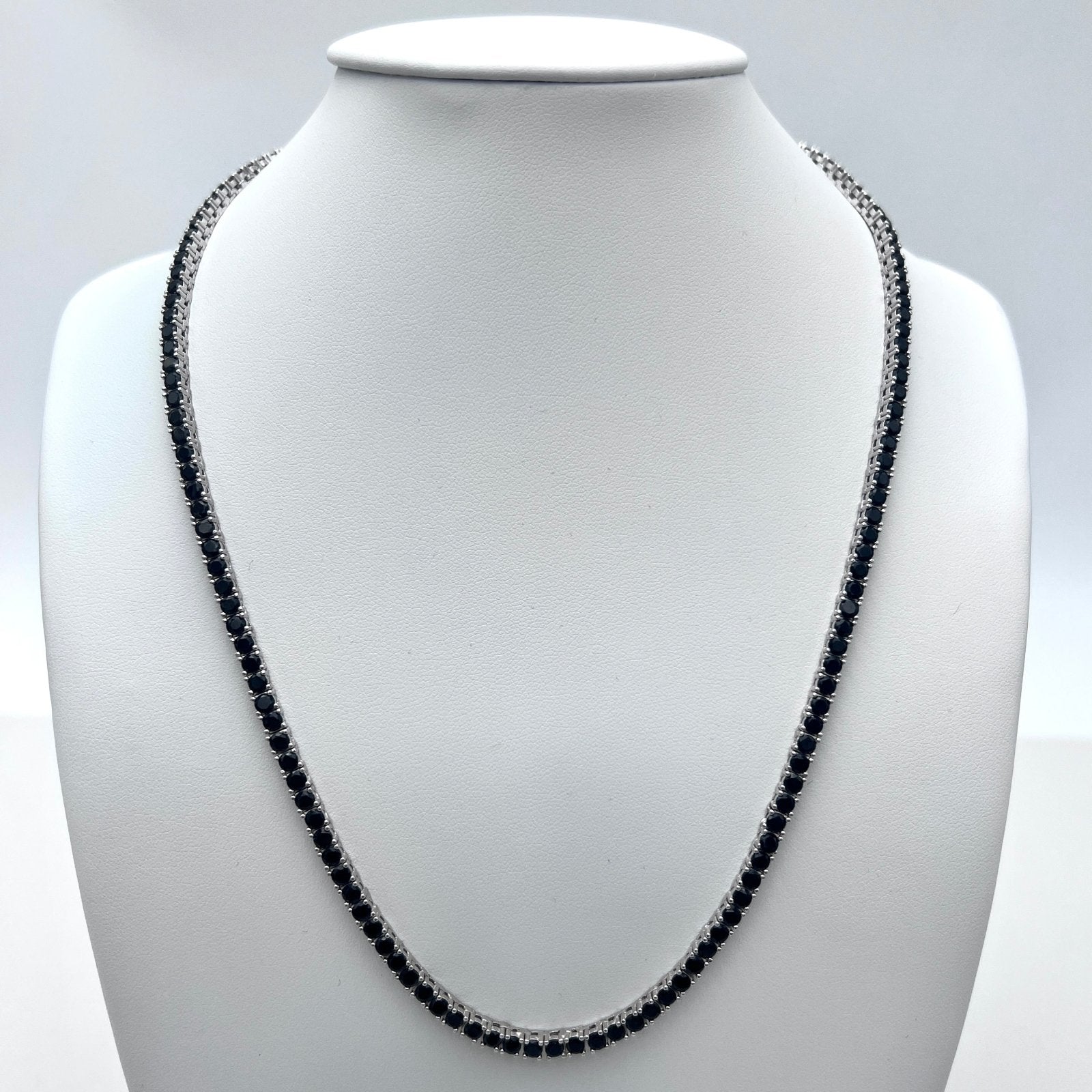 Necklace Tennis Black 50 cm Silver