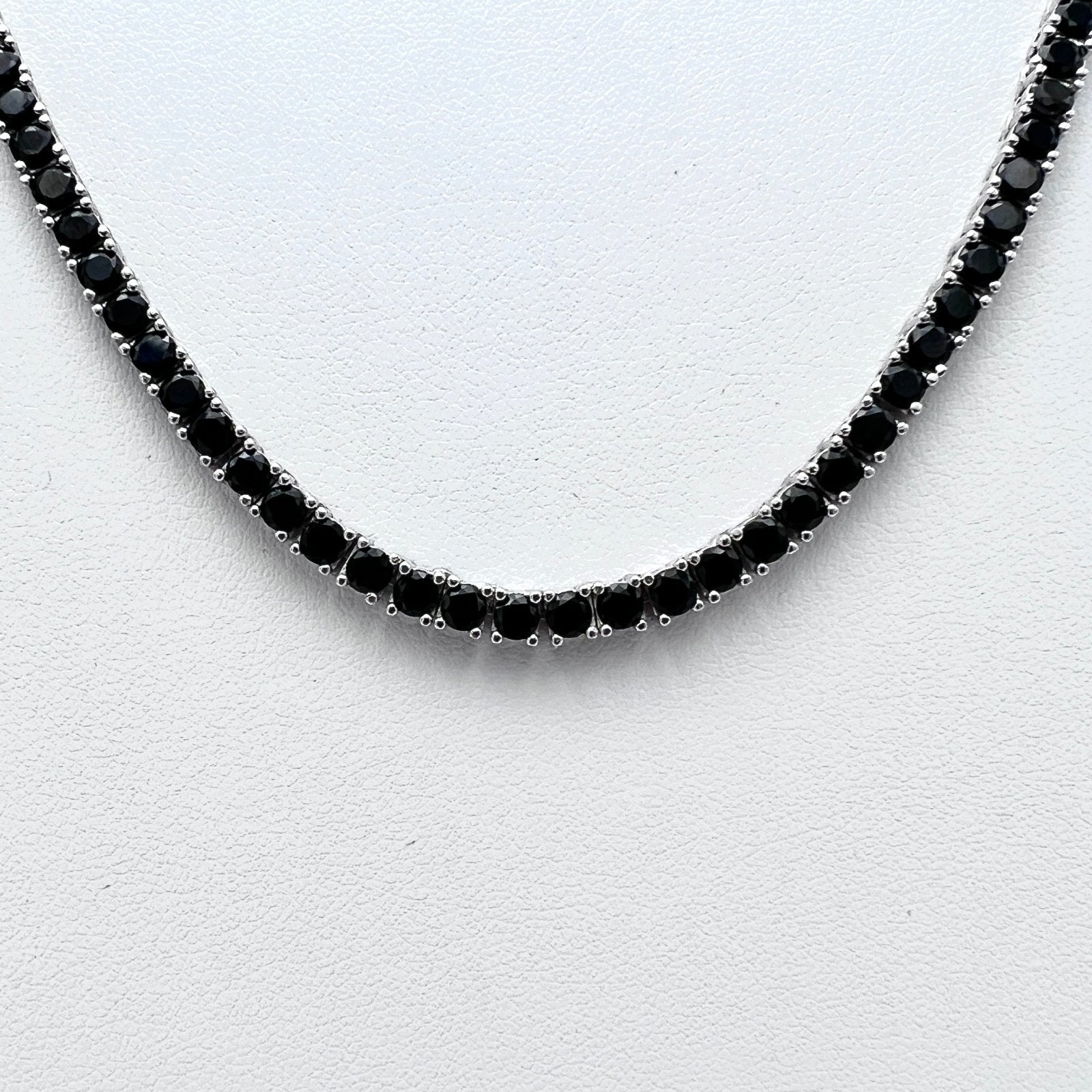 Necklace Tennis Black 50 cm Silver