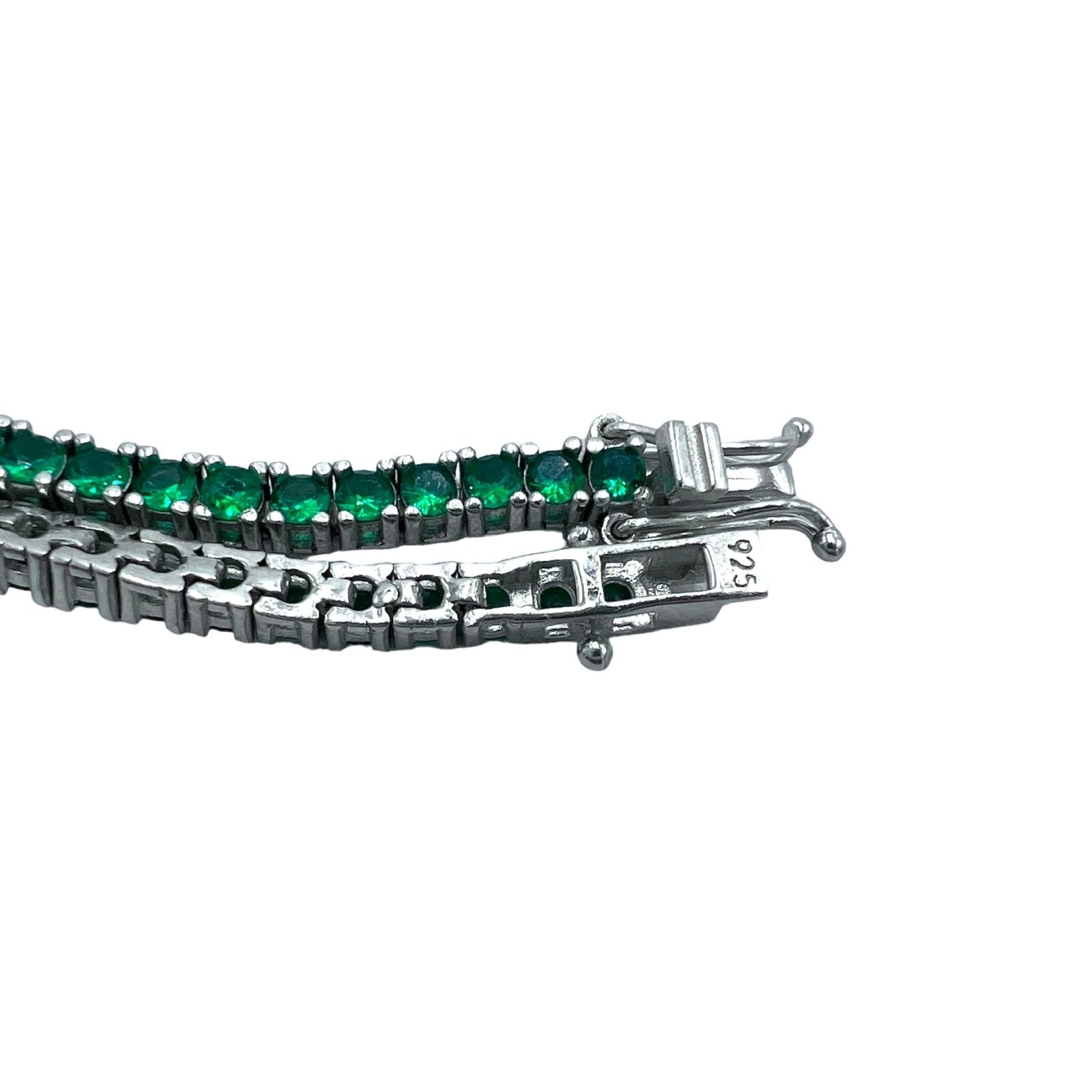 Tennis Green Silver Bracelet